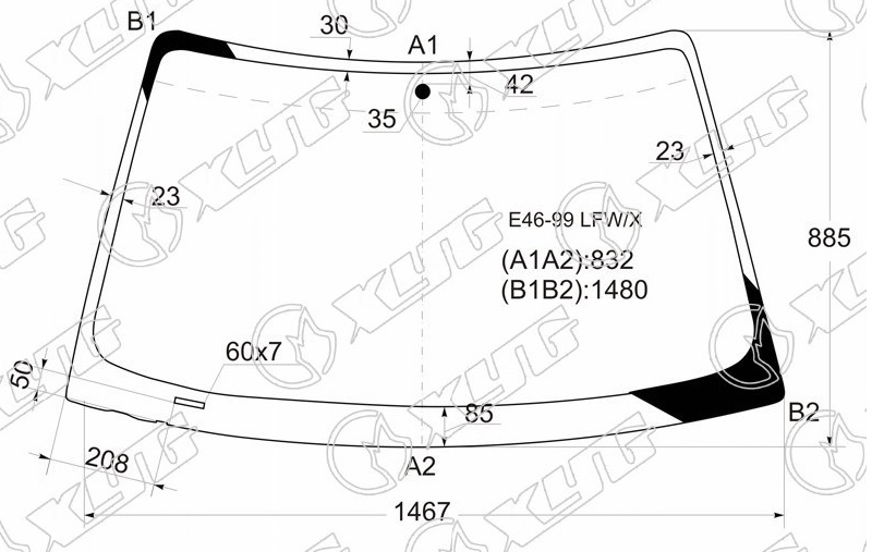 Стекло лобовое BMW 3-SERIES XYG E46-99 LFW/X 