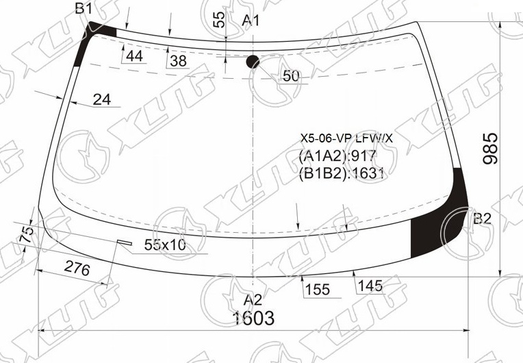 Стекло лобовое BMW X5 XYG X5-06-VP LFW/X 