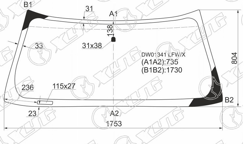 Стекло лобовое CHEVROLET AVALANCE, SUBURBAN, TAHOE, CADILLAC ESCALADE XYG DW01341 LFW/X 