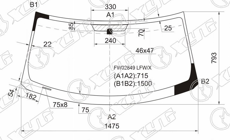 Стекло лобовое TOYOTA RUMION, SCION XYG FW02849 LFW/X 