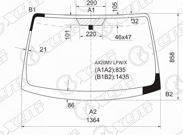 Стекло лобовое TOYOTA RAUM XYG AX20MV LFW/X 