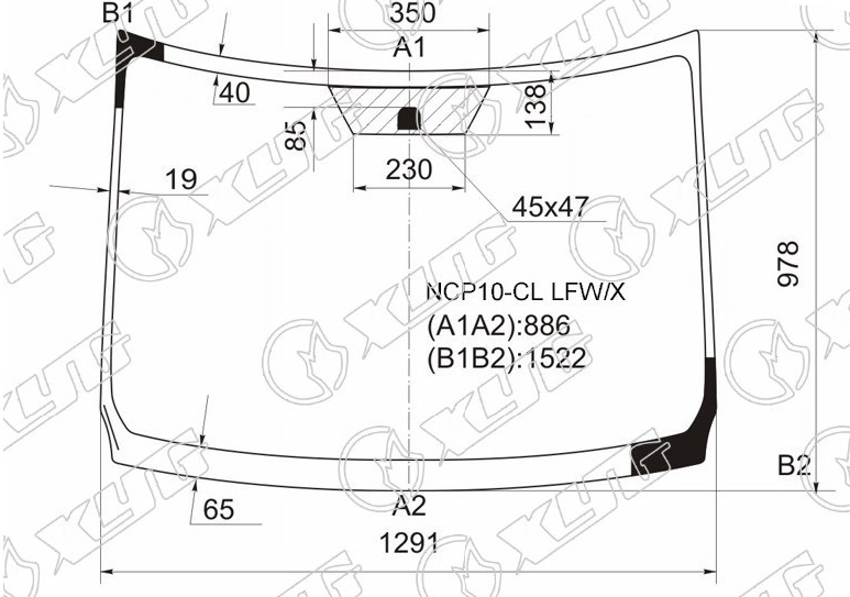 Стекло лобовое TOYOTA RACTIS XYG NCP10-CL LFW/X 