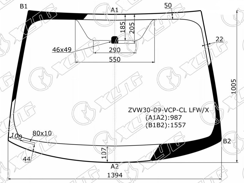 Стекло лобовое TOYOTA PRIUS XYG ZVW30-09-VCP-CL LFW/X 