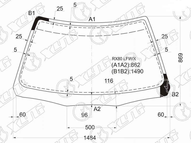 Стекло лобовое TOYOTA MARK II XYG RX80 LFW/X 