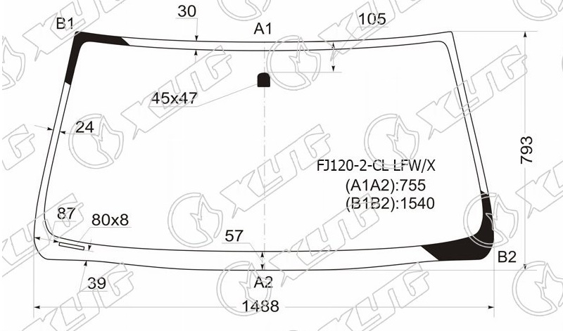 Стекло лобовое TOYOTA LAND CRUISER PRADO, LEXUS GX 470 XYG FJ120-2-CL LFW/X 