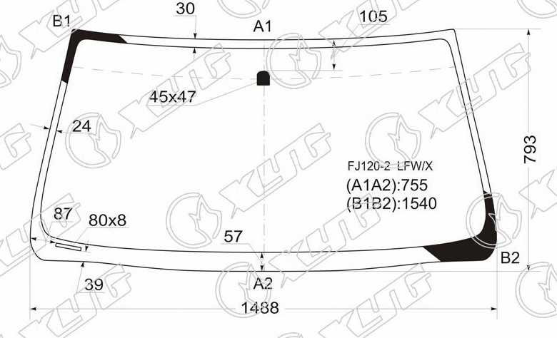 Стекло лобовое TOYOTA LAND CRUISER PRADO, LEXUS GX 470 XYG FJ120-2 LFW/X 