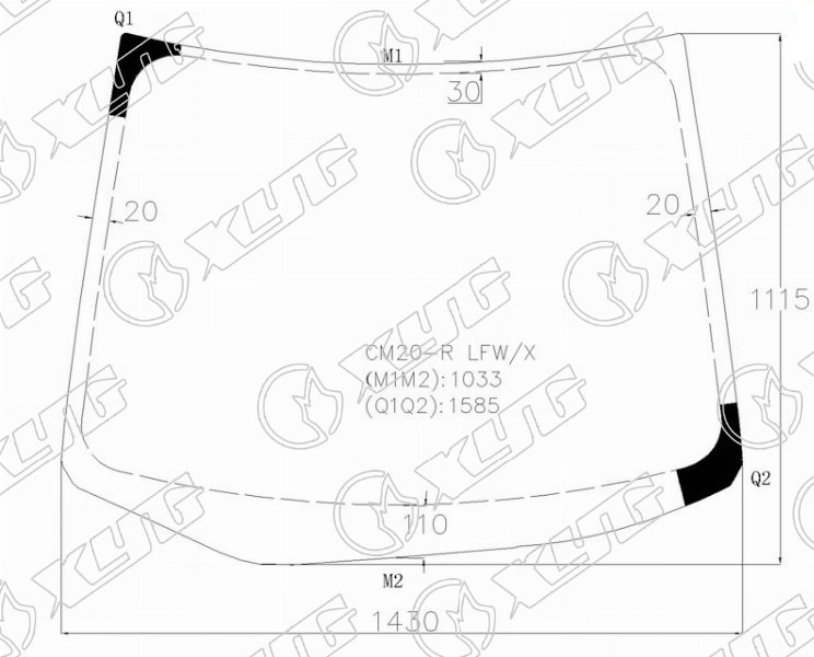 Стекло лобовое TOYOTA IPSUM XYG CM20-R LFW/X 