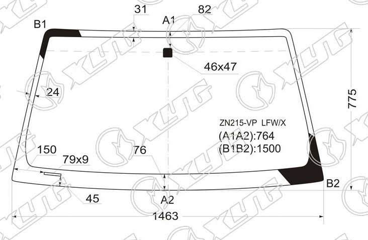 Стекло лобовое TOYOTA HILUX PICK-UP, FORTUNER XYG ZN215-VP LFW/X 