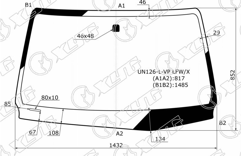 Стекло лобовое TOYOTA HILUX PICK UP, FORTUNER XYG UN126-L-VP LFW/X 