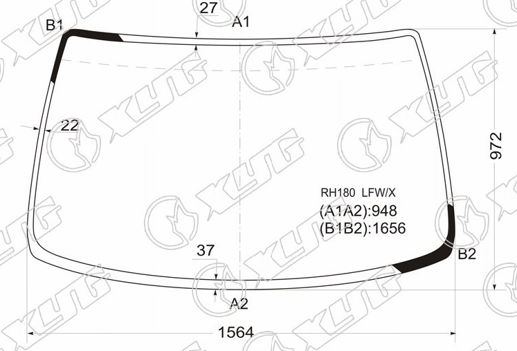 Стекло лобовое TOYOTA GRAND HIACE, GRANVIA XYG RH180 LFW/X 