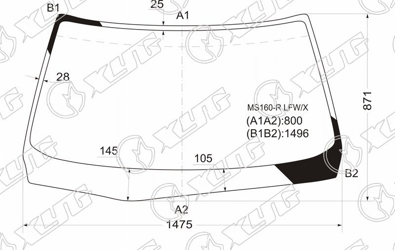 Стекло лобовое TOYOTA CROWN, ATHLETE XYG MS160-R LFW/X 