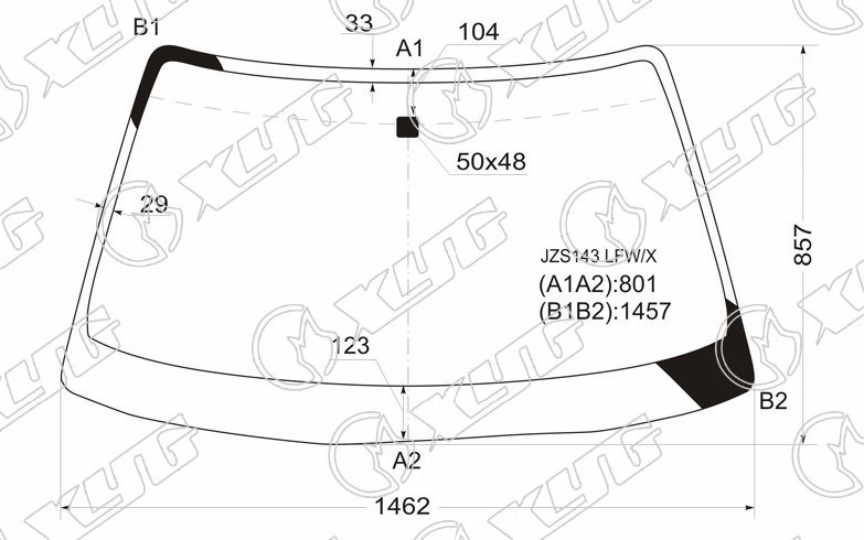 Стекло лобовое TOYOTA CROWN HARDTOP XYG JZS143 LFW/X 