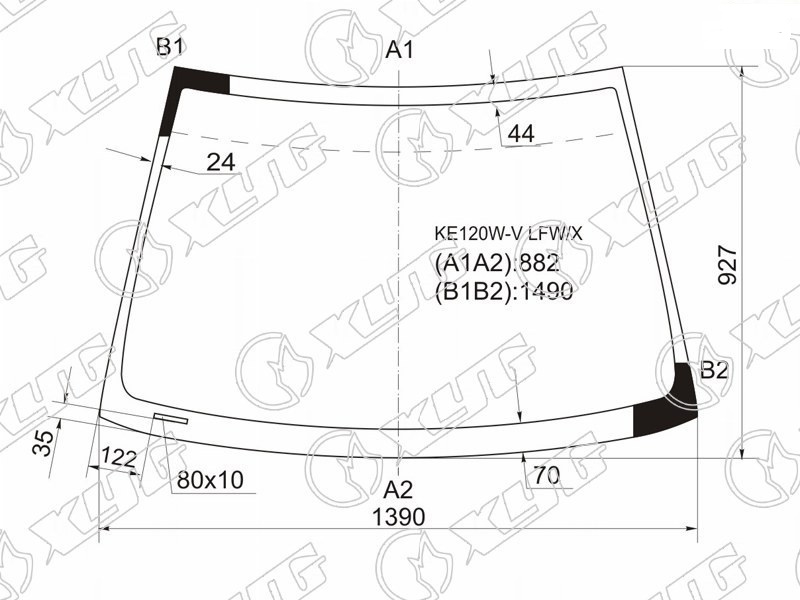 Стекло лобовое TOYOTA COROLLA, RUNX, ALLEX, FIELDER XYG KE120W-V LFW/X 