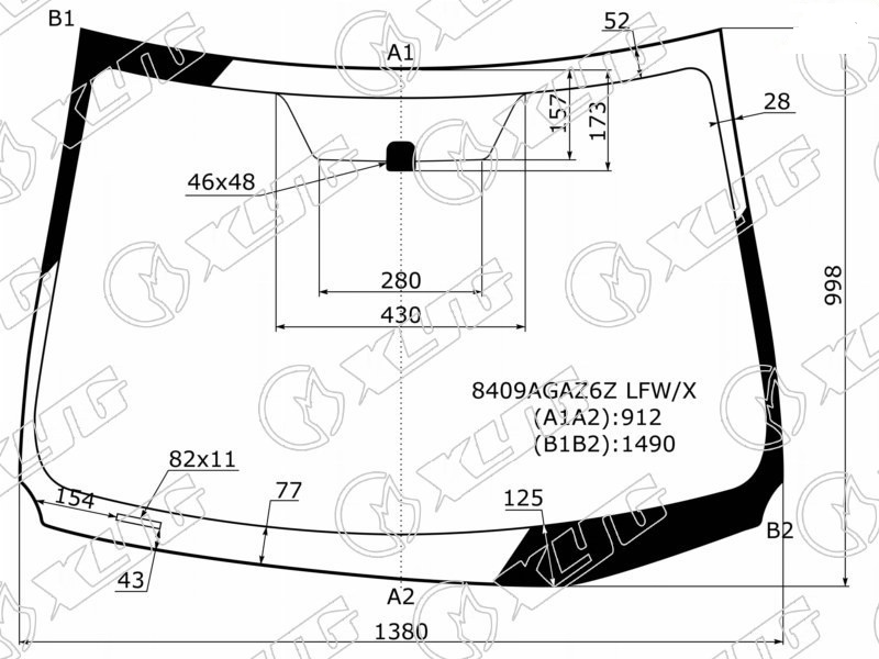 Стекло лобовое TOYOTA COROLLA XYG 8409AGAZ6Z LFW/X 