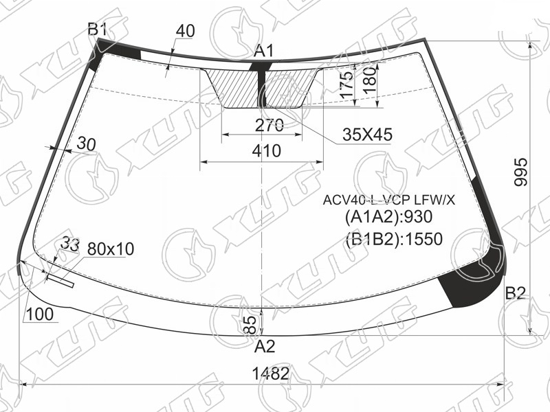 Стекло лобовое TOYOTA CAMRY XYG ACV40-L-VCP LFW/X 