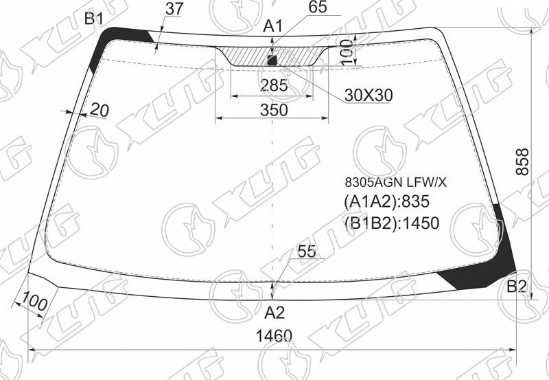 Стекло лобовое TOYOTA CALDINA, AVENSIS XYG 8305AGN LFW/X 