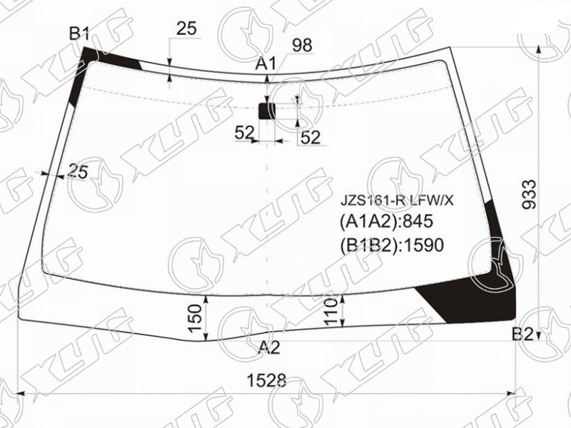 Стекло лобовое TOYOTA ARISTO XYG JZS161-R LFW/X 