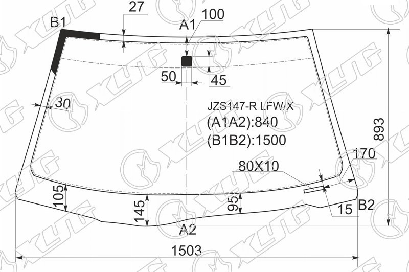 Стекло лобовое TOYOTA ARISTO XYG JZS147-R LFW/X 