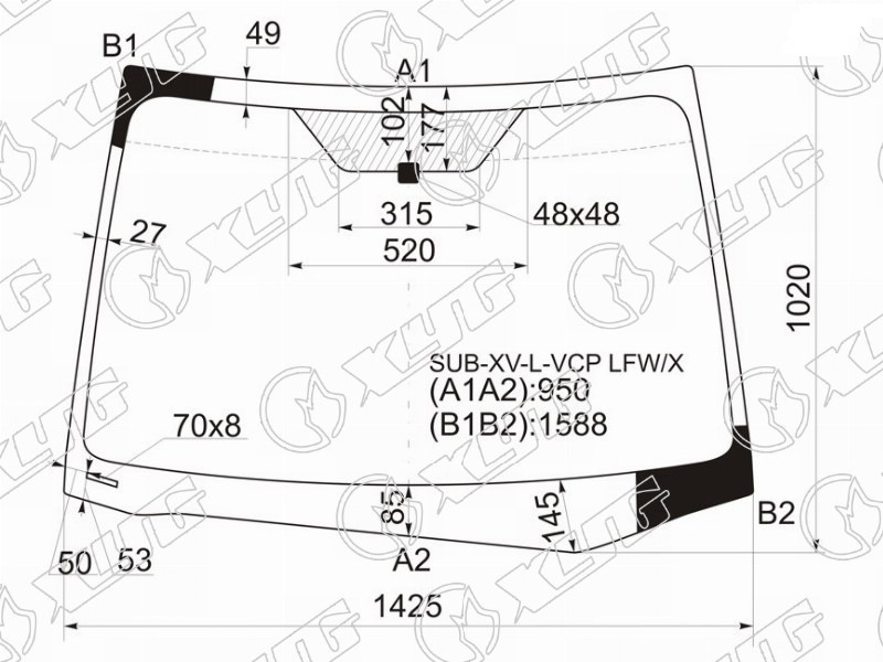 Стекло лобовое SUBARU XV, IMPREZA XYG SUB-XV-L-VCP LFW/X 