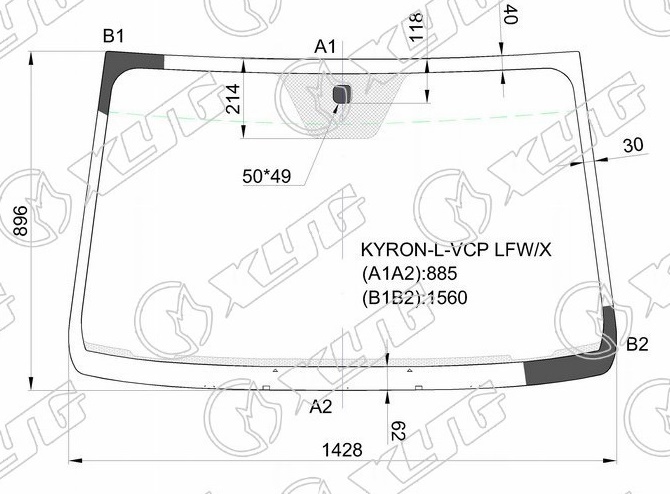 Стекло лобовое SSANGYONG KYRON, ACTYON, ACTYON SPORT XYG KYRON-L-VCP LFW/X 