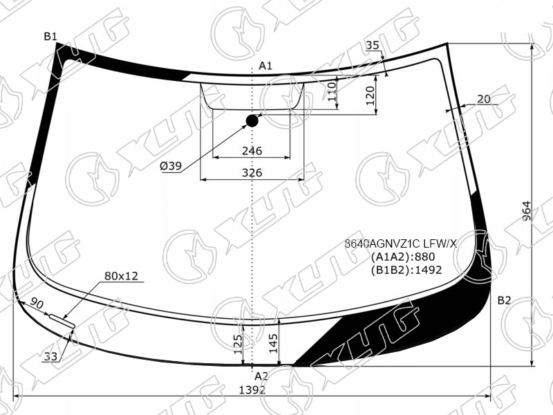 Стекло лобовое SKODA RAPID, SEAT TOLEDO, VW POLO XYG 8640AGNVZ1C LFW/X 