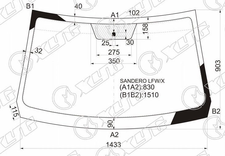 Стекло лобовое RENAULT SANDERO, DUSTER, NISSAN TERRANO XYG SANDERO LFW/X 