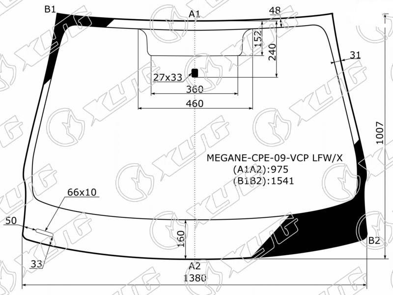 Стекло лобовое RENAULT MEGANE XYG MEGANE-CPE-09-VCP LFW/X 