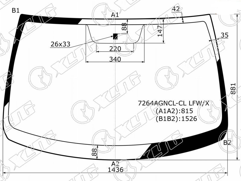 Стекло лобовое RENAULT LOGAN, LADA LARGUS XYG 7264AGNCL-CL LFW/X
