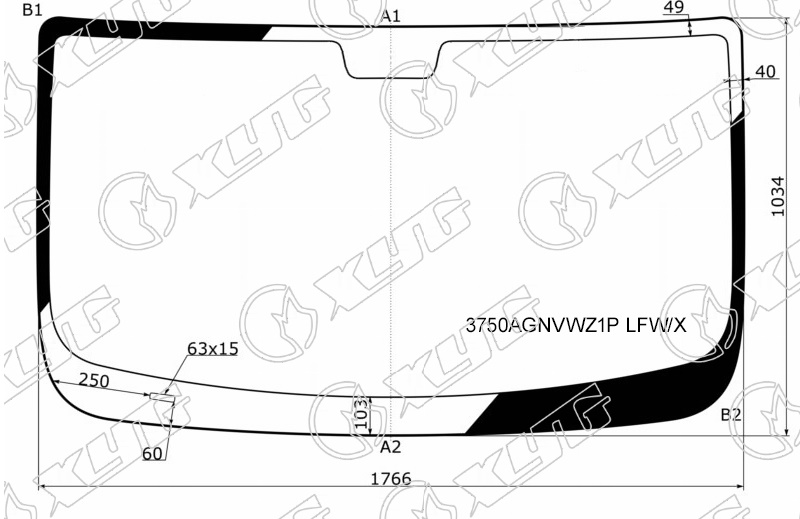 Стекло лобовое PEUGEOT BOXER, FIAT DUCATO, CITROEN JUMPER XYG 3750AGNVWZ1P LFW/X 