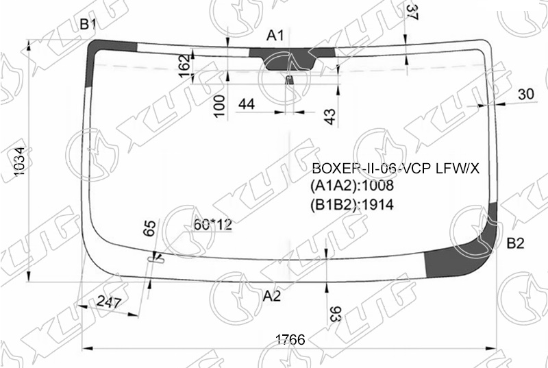 Стекло лобовое PEUGEOT BOXER, FIAT DUCATO, CITROEN JUMPER XYG BOXER-II-06-VCP LFW/X 