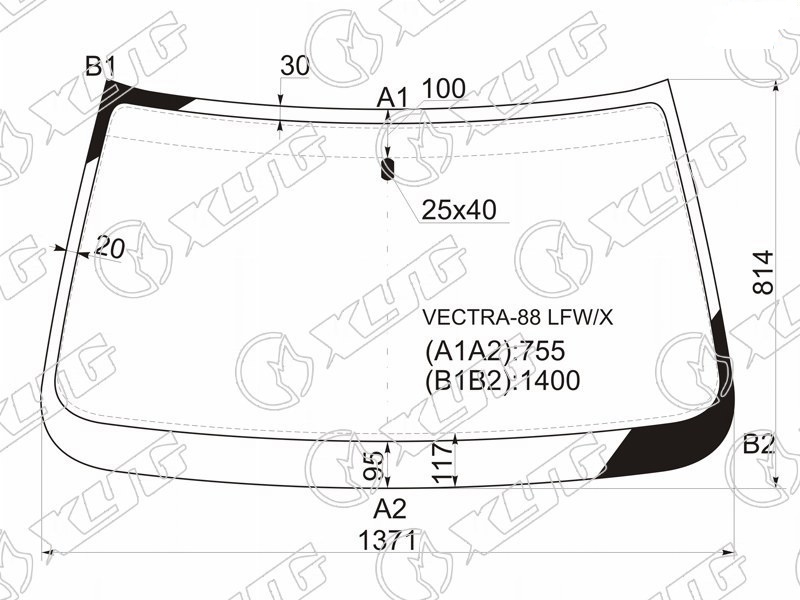 Стекло лобовое OPEL VECTRA XYG VECTRA-88 LFW/X 