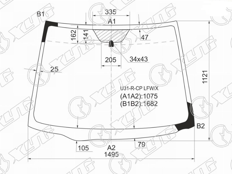 Стекло лобовое NISSAN PRESAGE XYG U31-R-CP LFW/X 