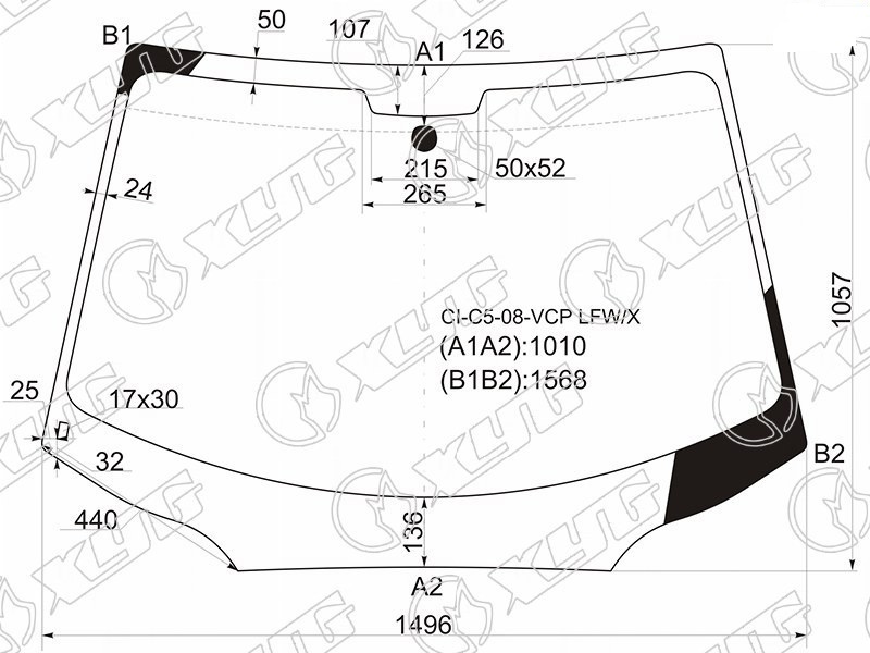 Стекло лобовое CITROEN C5 XYG CI-C5-08-VCP LFW/X 