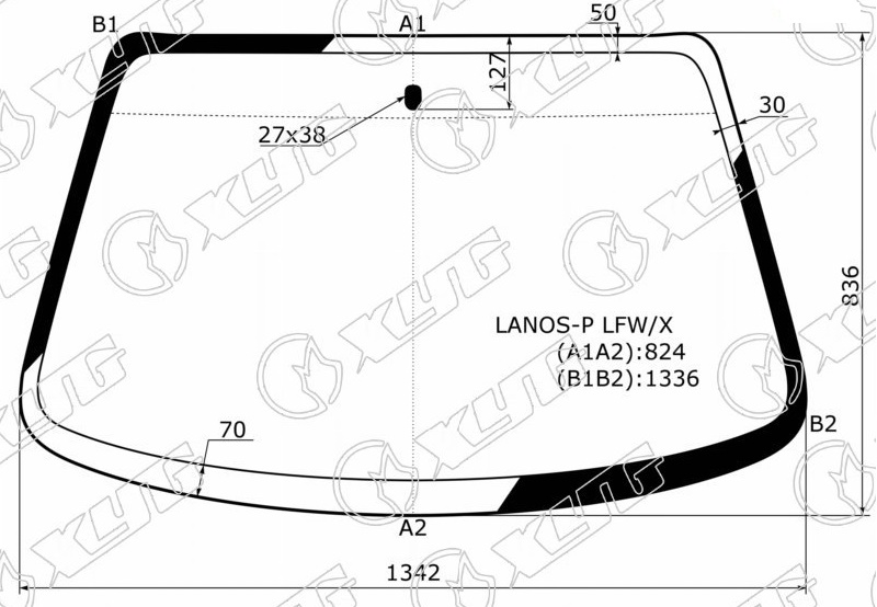 Стекло лобовое DAEWOO LANOS, CHEVROLET LANOS, ZAZ CHANCE XYG LANOS-P LFW/X 