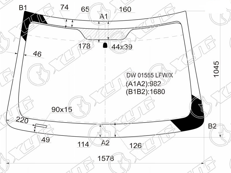 Стекло лобовое DODGE DURANGO XYG DW01555 LFW/X 