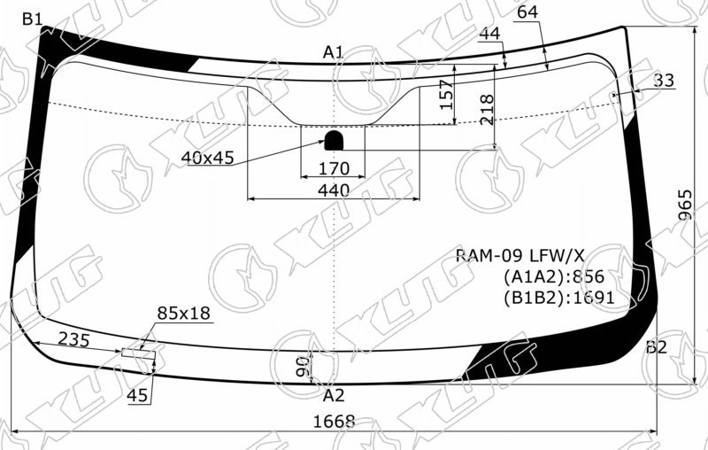 Стекло лобовое DODGE RAM PICKUP XYG RAM-09 LFW/X 