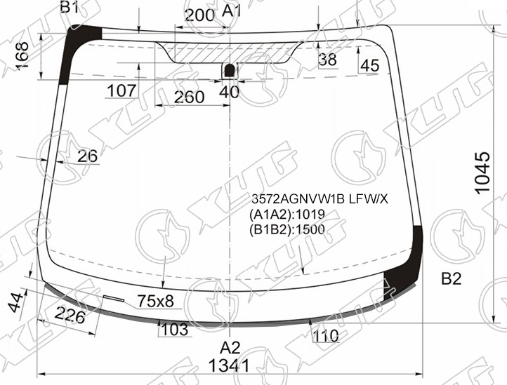 Стекло лобовое FORD FIESTA XYG 3572AGNVW1B LFW/X 