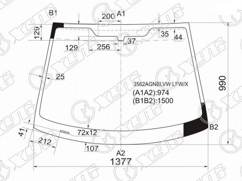 Стекло лобовое FORD FIESTA XYG 3562AGNBLVW LFW/X 