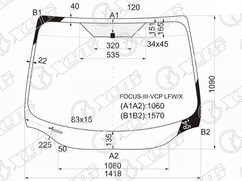 Стекло лобовое FORD FOCUS XYG FOCUS-III-VCP LFW/X 