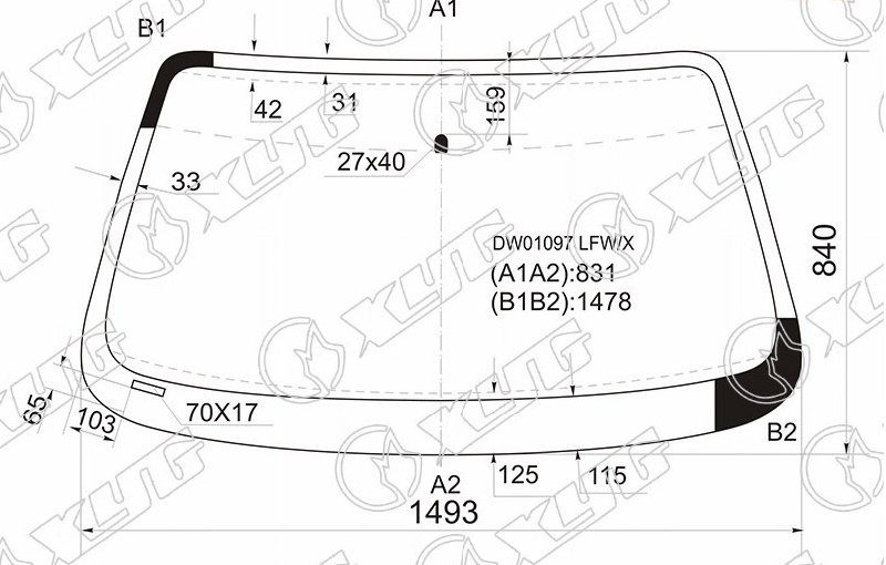 Стекло лобовое FORD TAURUS XYG DW01097 LFW/X 