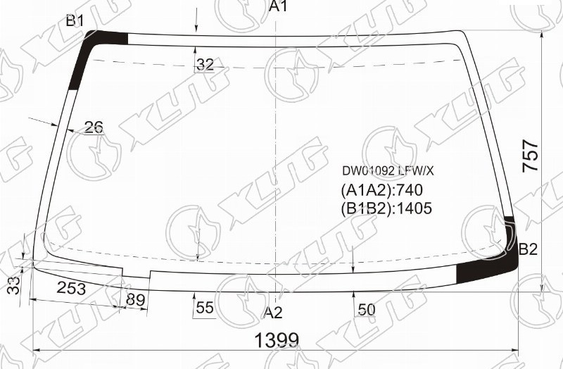 Стекло лобовое FORD TEMPO XYG DW01092 LFW/X 