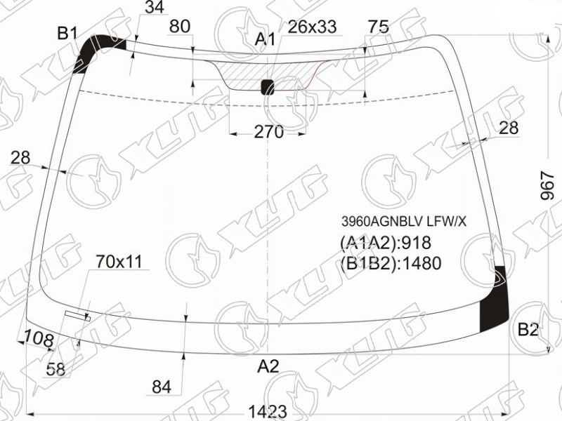 Стекло лобовое HONDA ACCORD XYG 3960AGNBLV LFW/X 