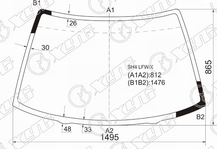 Стекло лобовое HONDA CIVIC XYG SH4 LFW/X 