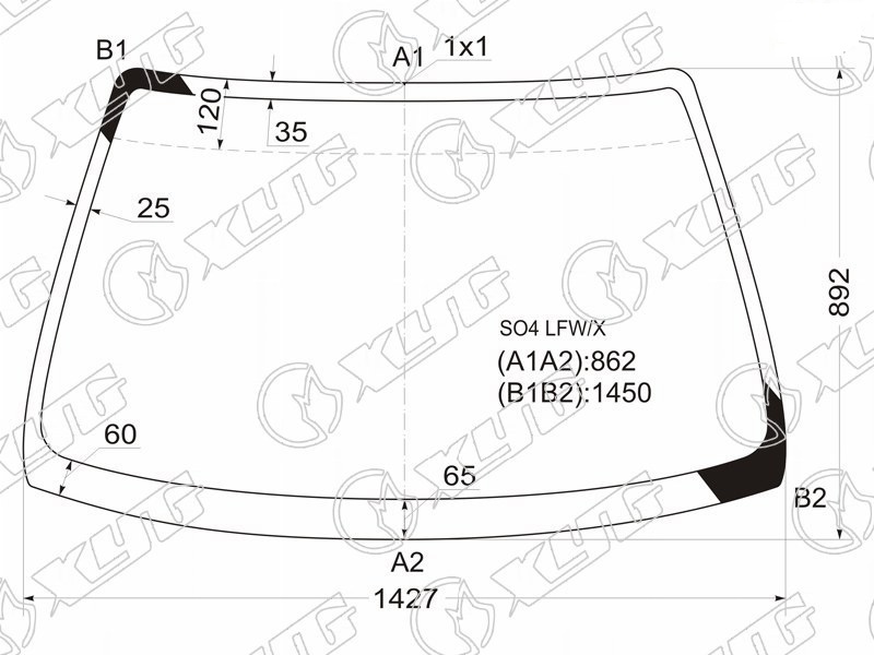 Стекло лобовое HONDA CIVIC, DOMANI, ORTHIA, PARTNER XYG SO4 LFW/X 