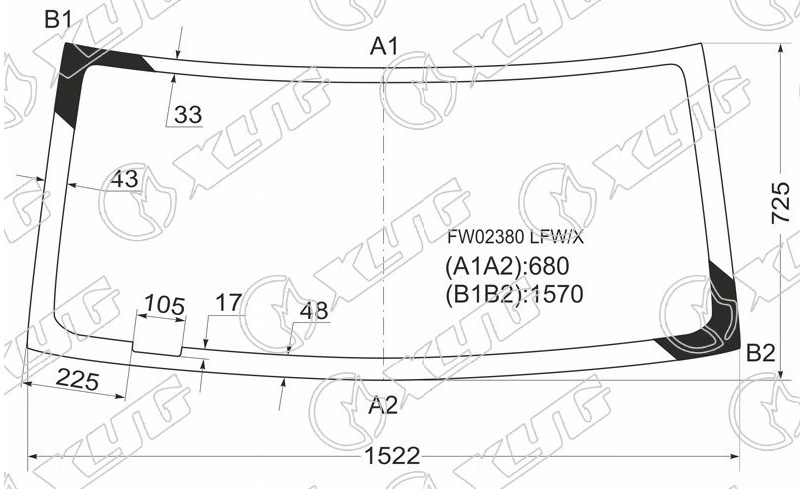 Стекло лобовое HONDA ELEMENT XYG FW02380 LFW/X 