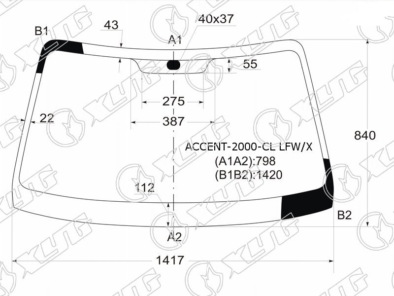 Стекло лобовое HYUNDAI ACCENT, VERNA XYG ACCENT-2000-CL LFW/X 