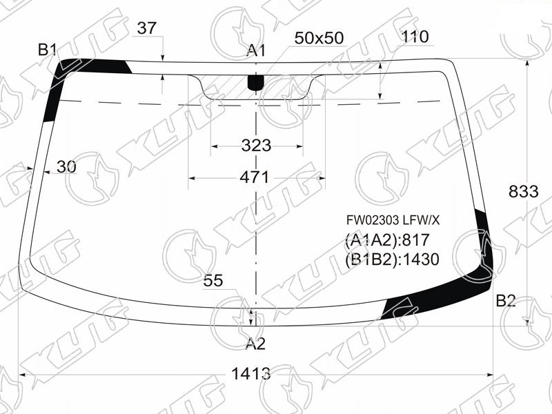 Стекло лобовое HYUNDAI COUPE, TIBURON, TUSCANI XYG FW02303 LFW/X 