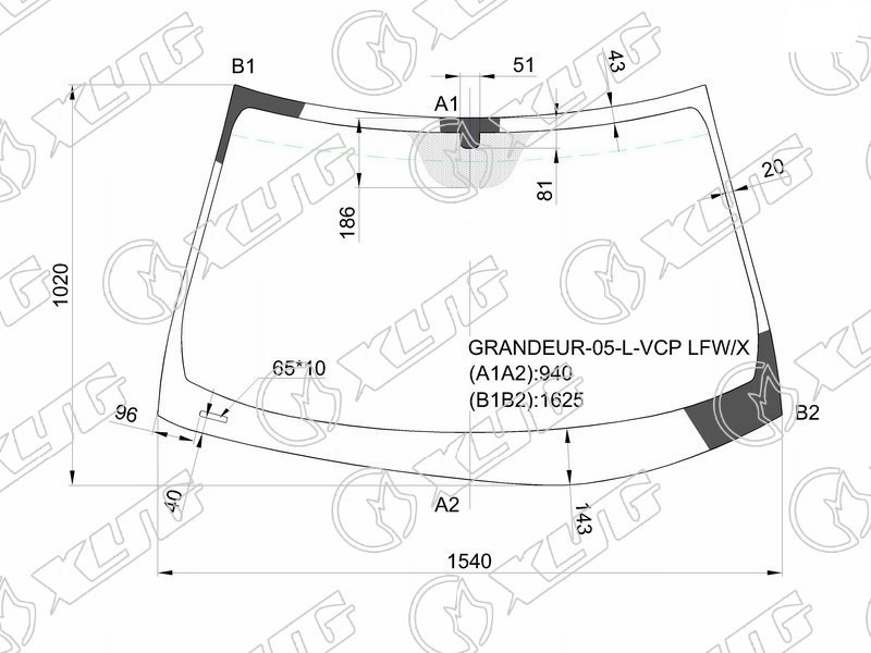 Стекло лобовое HYUNDAI GRANDEUR, AZERA XYG GRANDEUR-05-L-VCP LFW/X 