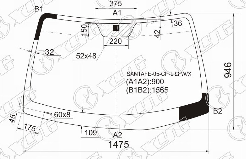 Стекло лобовое HYUNDAI SANTA FE XYG SANTAFE-05-CP-L LFW/X 