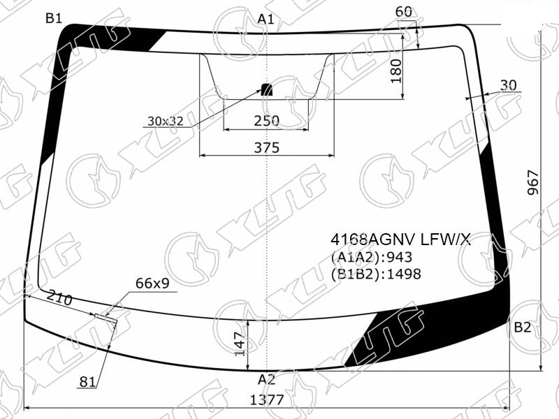 Стекло лобовое HYUNDAI SOLARIS XYG 4168AGNV LFW/X 